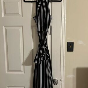 Elegant Black and White Striped  Jumpsuit